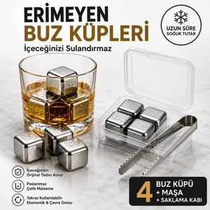 Liospin Paslanmaz Çelik Viski Taşı Seti  4’lü